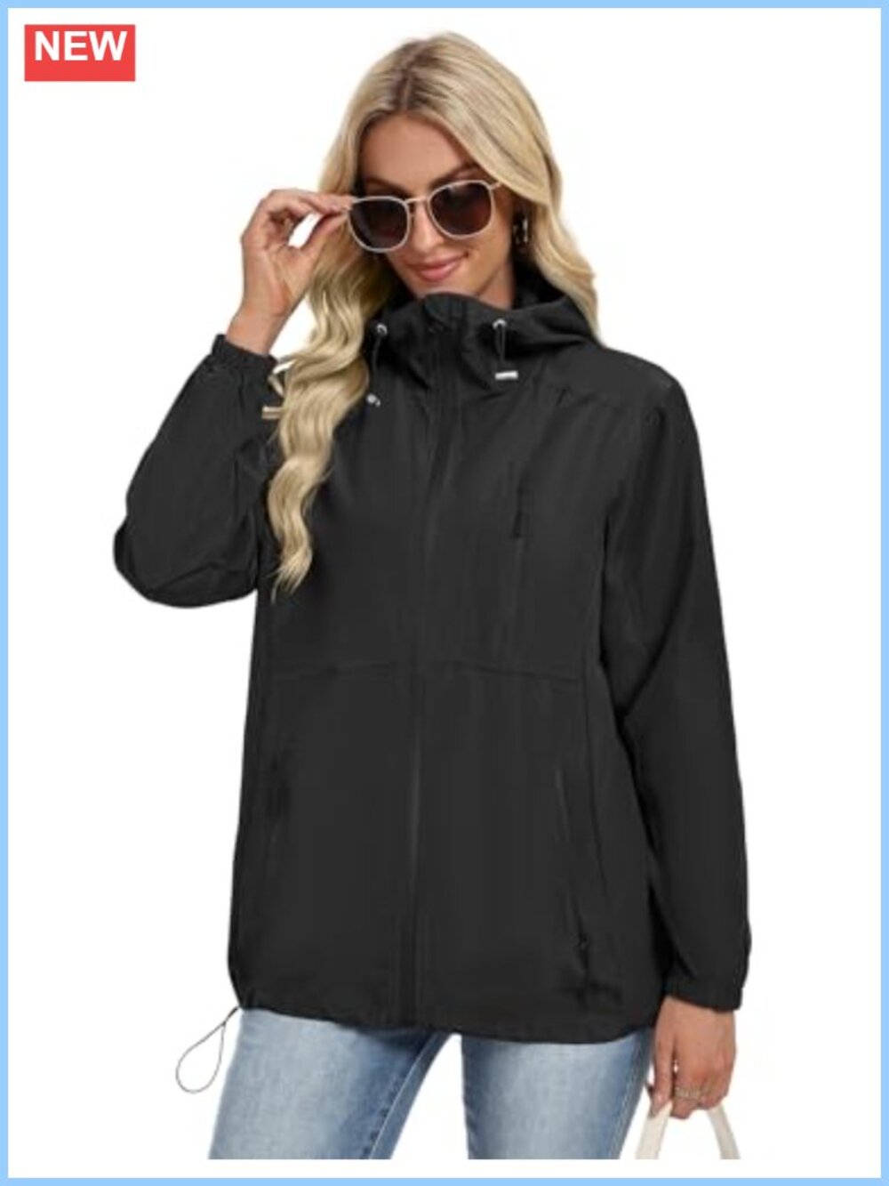 Lightweight Packable Rain Jacket Waterproof Windbreaker with Hood for Women